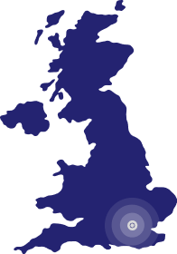 A map of the UK highlighting London